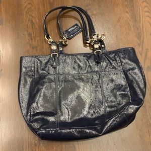 navy coach patent leather purse